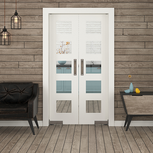 Swinging Modern Contemporary Glass Double Interior Doors