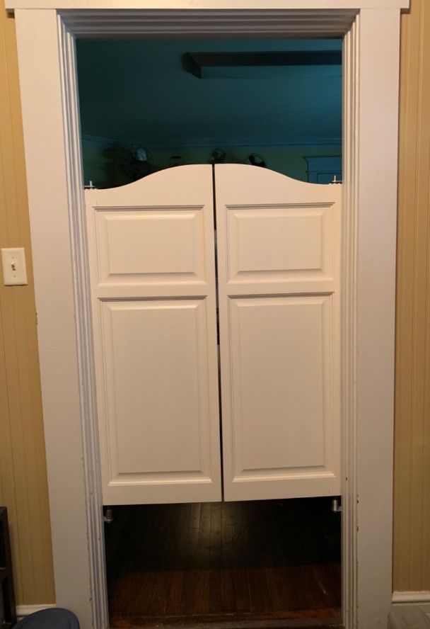 Arch Top Raised Panel Saloon Doors Installed