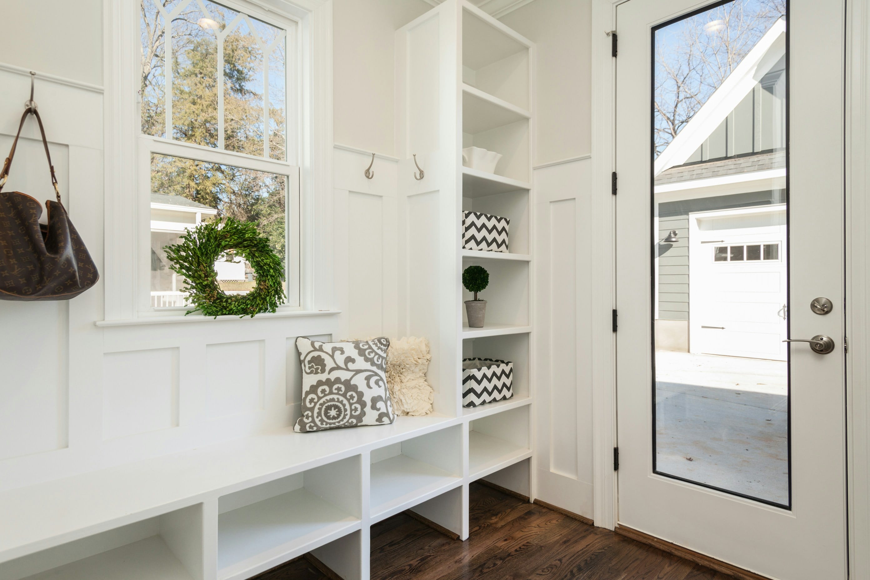 A white window that shows outside 