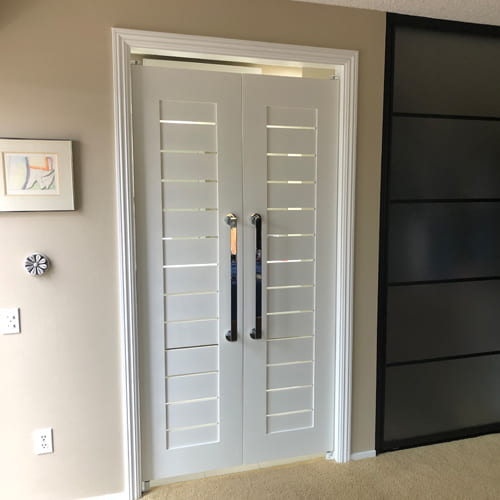 Modern Slat Double Swinging Doors 