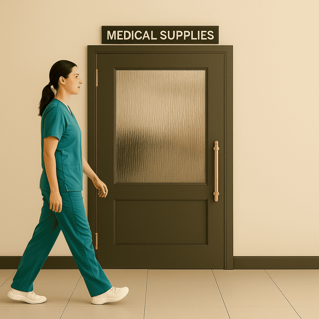 Dual Action Swing Door for Medical Supply Room in Hospital