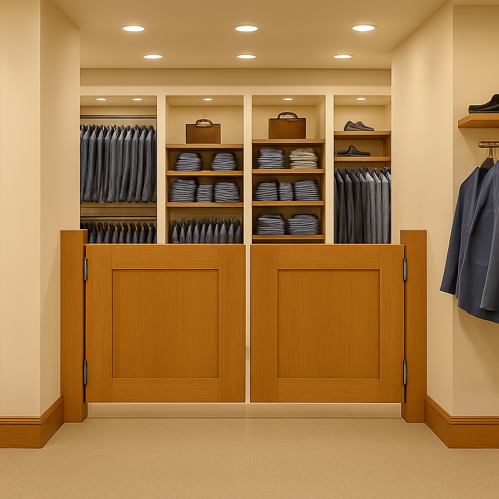 Men's Retail Store with Double swinging doors or gate 