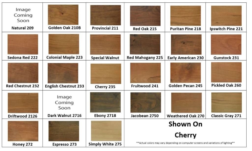 Cherry Minwax Stain Samples