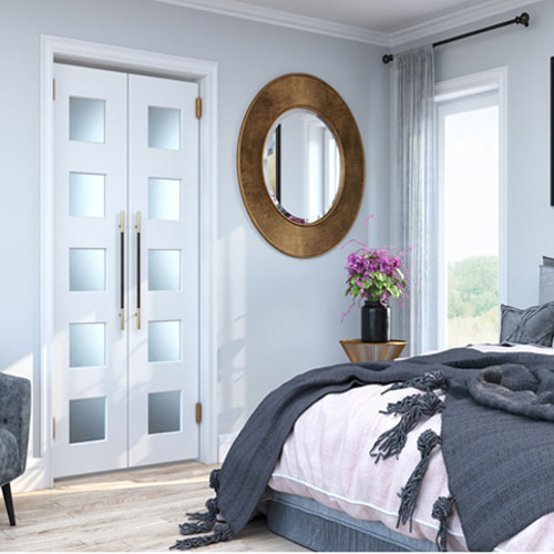 Modern contemporary Double Swinging Doors Glass Frosted or Clear Options