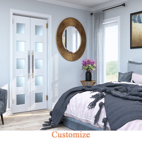 Modern Contemporary Glass Double Swinging Interior Doors