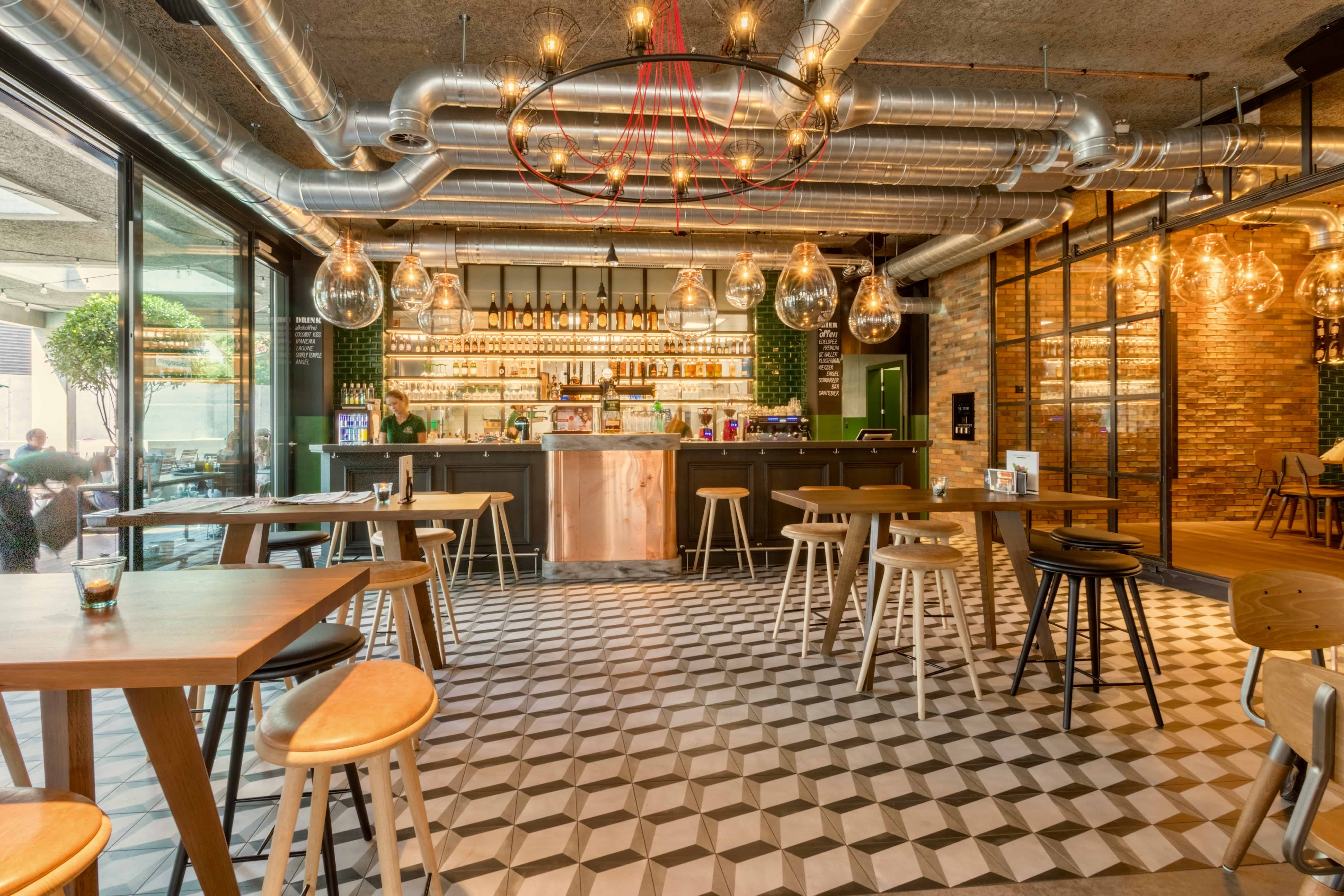 Restaurant with glass doors 
