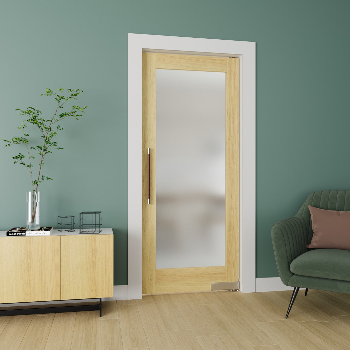 Swinging Contemporary Modern Interior Door- Frosted Glass