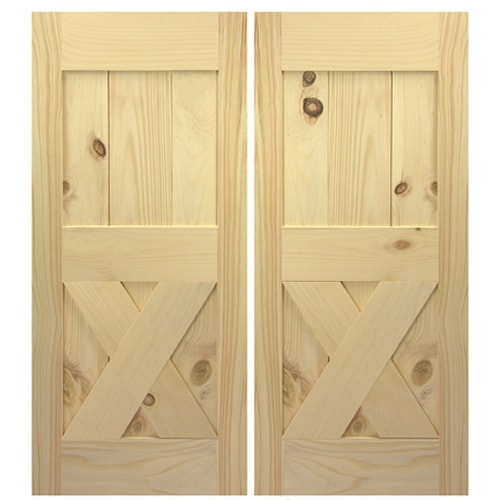 Interior Double Barn Style Doors- Single X | Swinging Cafe Doors